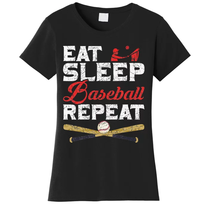 Eat Sleep Baseball Repeat Catcher Pitcher Baseball Women's T-Shirt