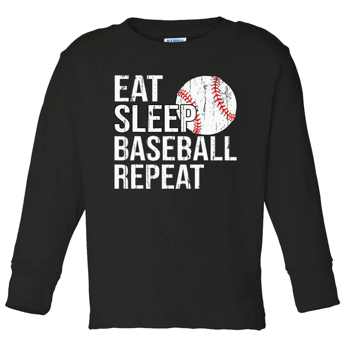 Eat Sleep Baseball Repeat Gifts For Fathers Day Toddler Long Sleeve Shirt