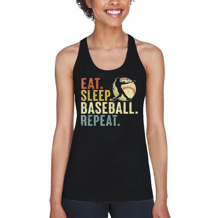 Eat Sleep Baseball Repeat Funny Baseball Lover Women's Racerback Tank