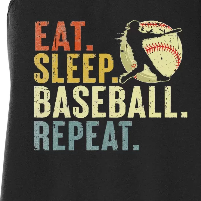 Eat Sleep Baseball Repeat Funny Baseball Lover Women's Racerback Tank