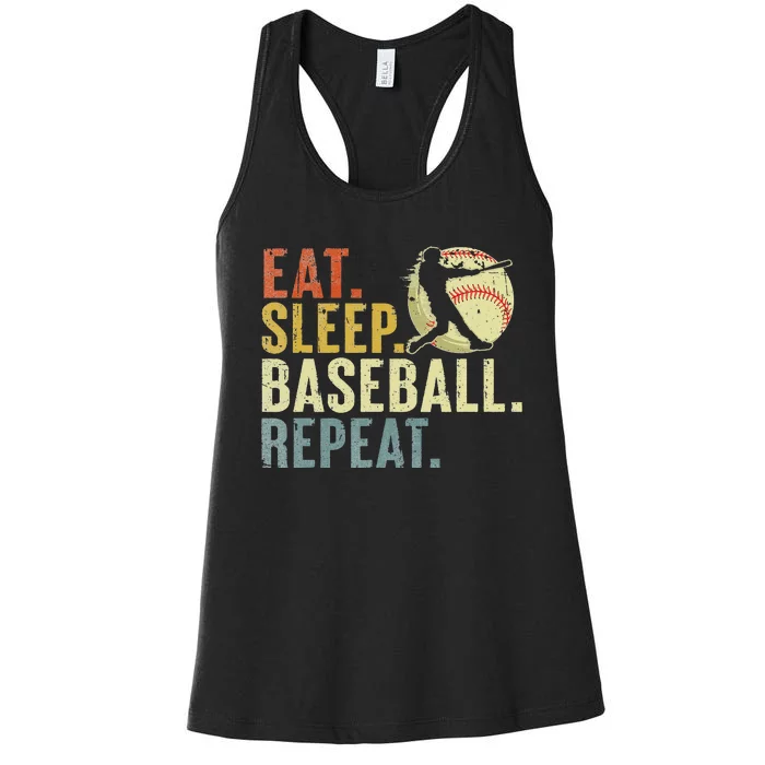 Eat Sleep Baseball Repeat Funny Baseball Lover Women's Racerback Tank