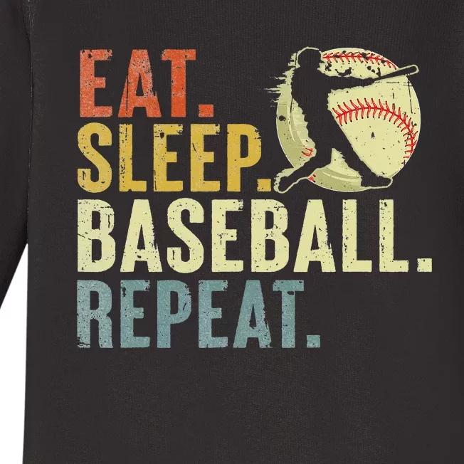 Eat Sleep Baseball Repeat Funny Baseball Lover Player Baby Long Sleeve Bodysuit