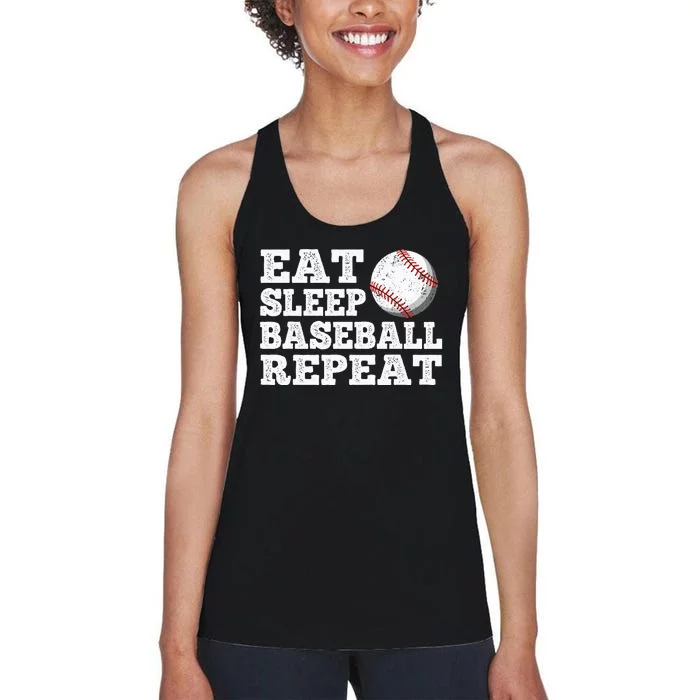 Eat Sleep Baseball Repeat Funny Baseball Lover Women's Racerback Tank