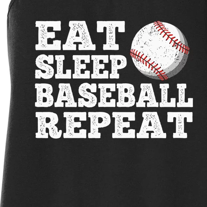 Eat Sleep Baseball Repeat Funny Baseball Lover Women's Racerback Tank