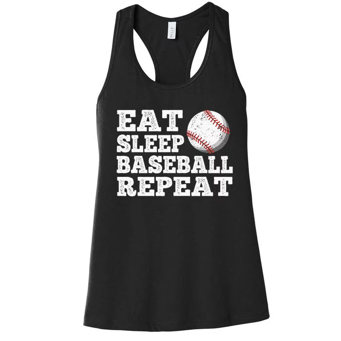 Eat Sleep Baseball Repeat Funny Baseball Lover Women's Racerback Tank