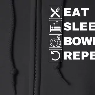 Eat Sleep Bowling Repeat Lucky Bowling Funny Bowling Lucky Bowler Eat Sleep Full Zip Hoodie