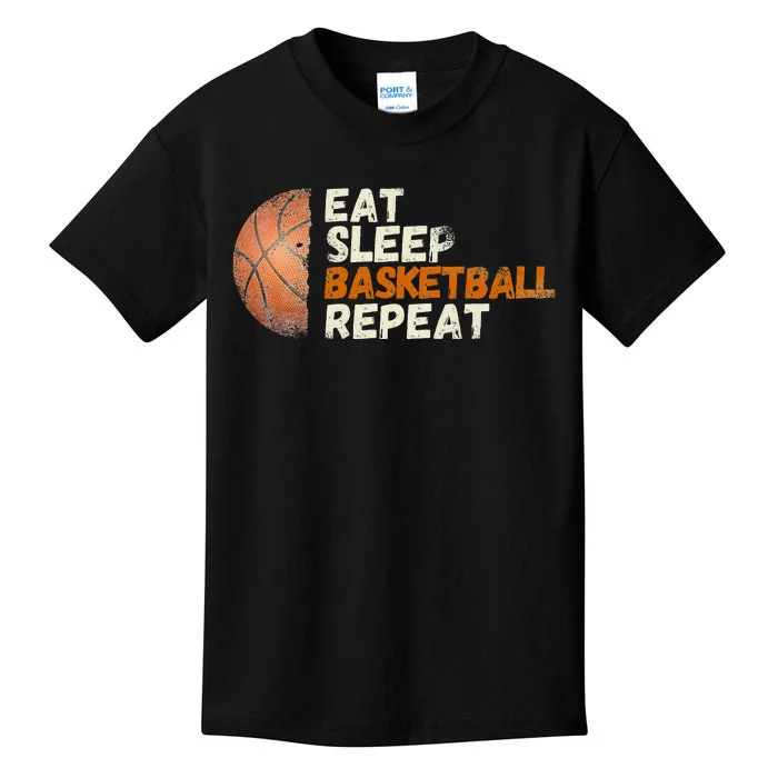 Eat Sleep Basketball Repeat Fun Basketball Fans Kids T-Shirt