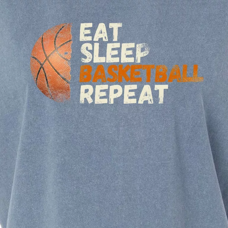 Eat Sleep Basketball Repeat Fun Basketball Fans Garment-Dyed Women's Muscle Tee