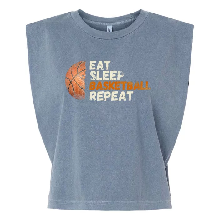 Eat Sleep Basketball Repeat Fun Basketball Fans Garment-Dyed Women's Muscle Tee