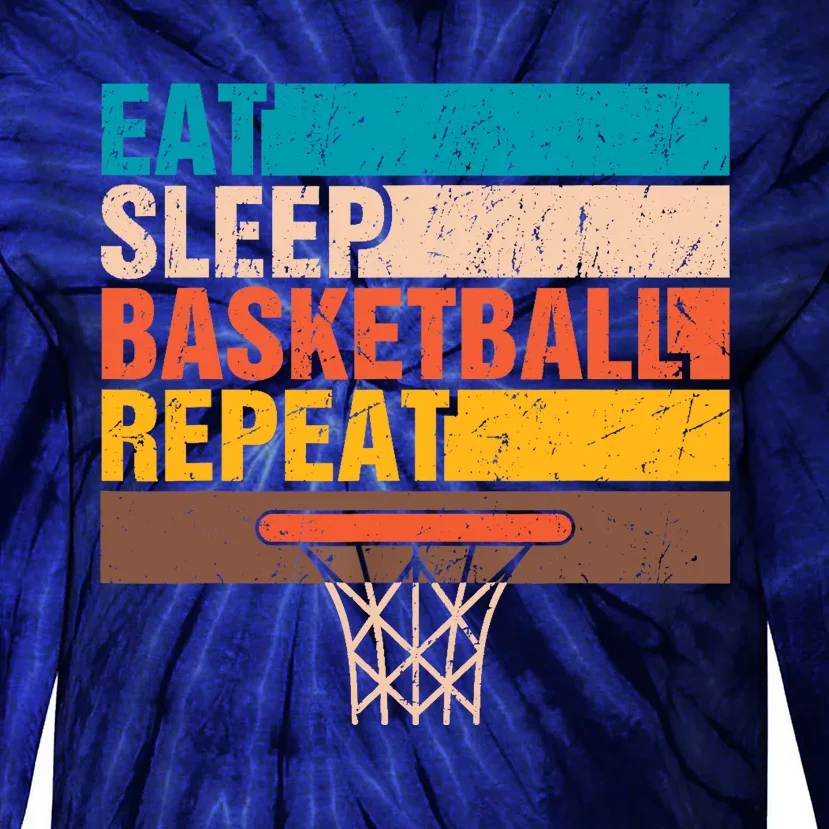 Eat. Sleep. Basketball. Repeat. Basketball Youths Bball Tie-Dye Long Sleeve Shirt