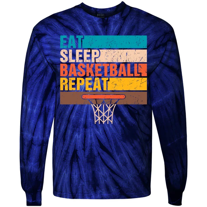 Eat. Sleep. Basketball. Repeat. Basketball Youths Bball Tie-Dye Long Sleeve Shirt