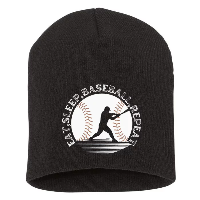 Eat Sleep Baseball Repeat Funny Baseball Player Short Acrylic Beanie