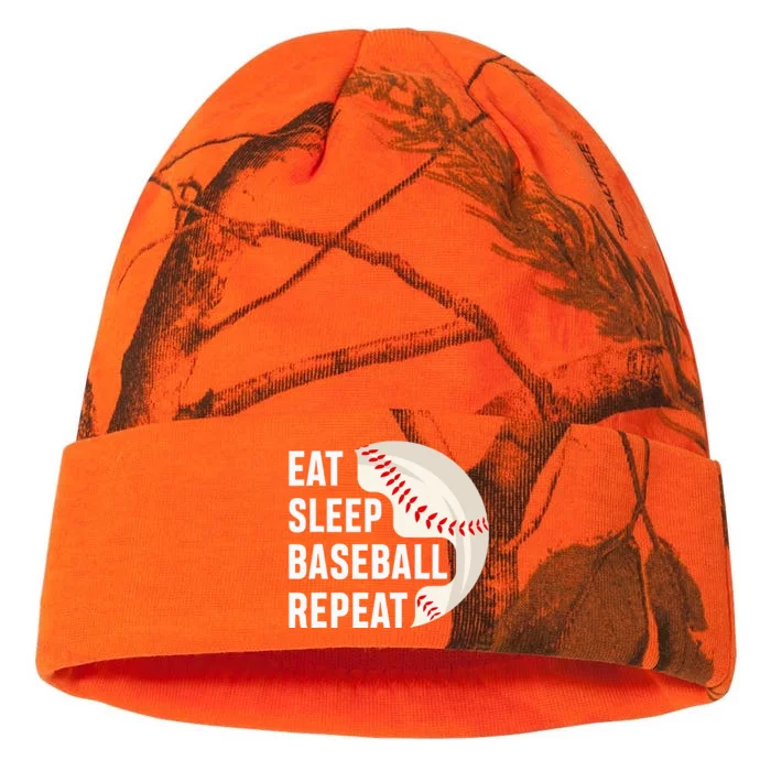 EAT SLEEP BASEBALL REPEAT funny Baseball Player Kati - 12in Camo Beanie