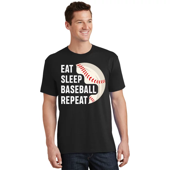 EAT SLEEP BASEBALL REPEAT Baseball Player T-Shirt