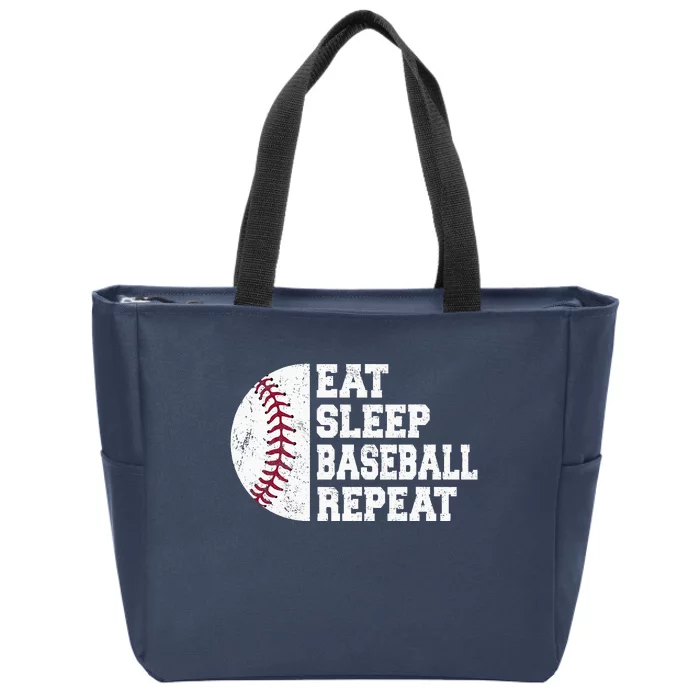 Eat Sleep Baseball Repeat Baseball Player Funny Baseball Zip Tote Bag