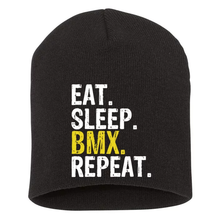 Eat Sleep Bmx Repeat Gift Short Acrylic Beanie