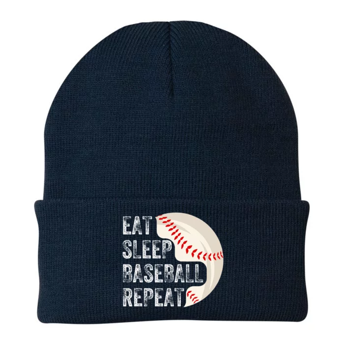 Eat Sleep Baseball Repeat Baseball Player Baseball Knit Cap Winter Beanie