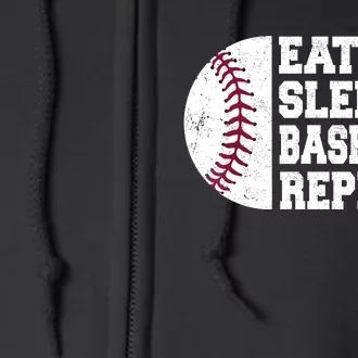 Eat Sleep Baseball Repeat Baseball Player Funny Baseball Full Zip Hoodie