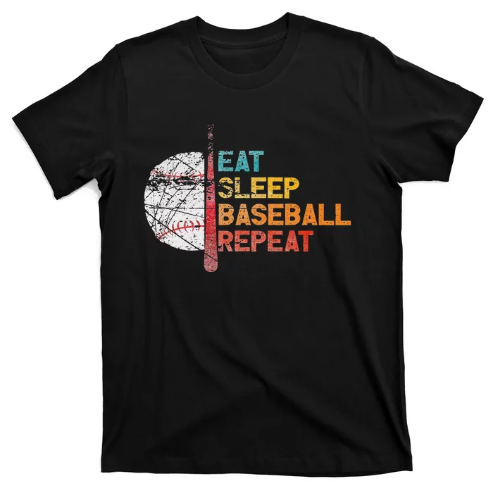 Eat Sleep Baseball Repeat retro vintage baseball player fun T-Shirt