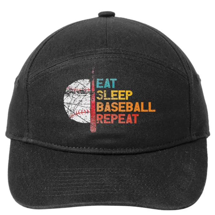 Eat Sleep Baseball Repeat retro vintage baseball player fun 7-Panel Snapback Hat