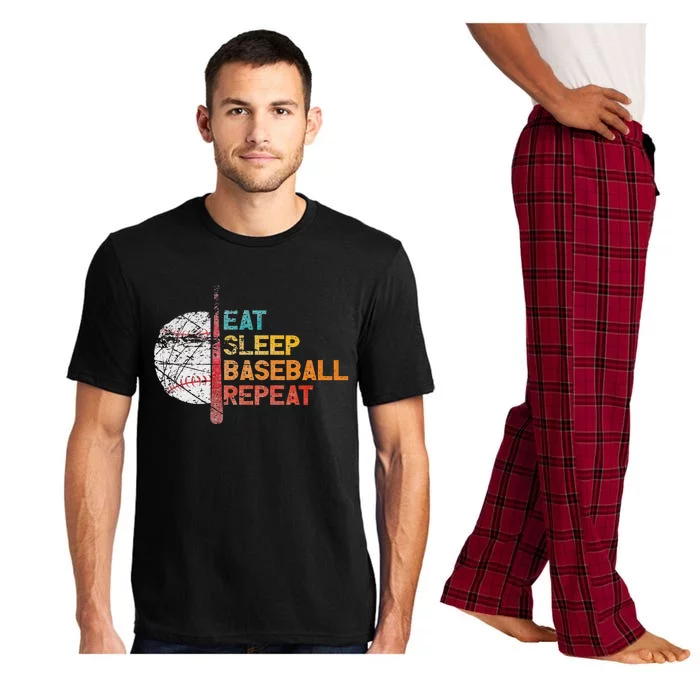 Eat Sleep Baseball Repeat retro vintage baseball player fun Pajama Set