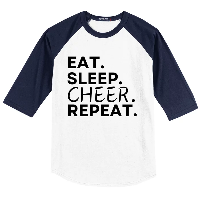 Eat Sleep Cheer Repeat Baseball Sleeve Shirt