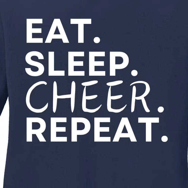 Eat Sleep Cheer Repeat Ladies Long Sleeve Shirt