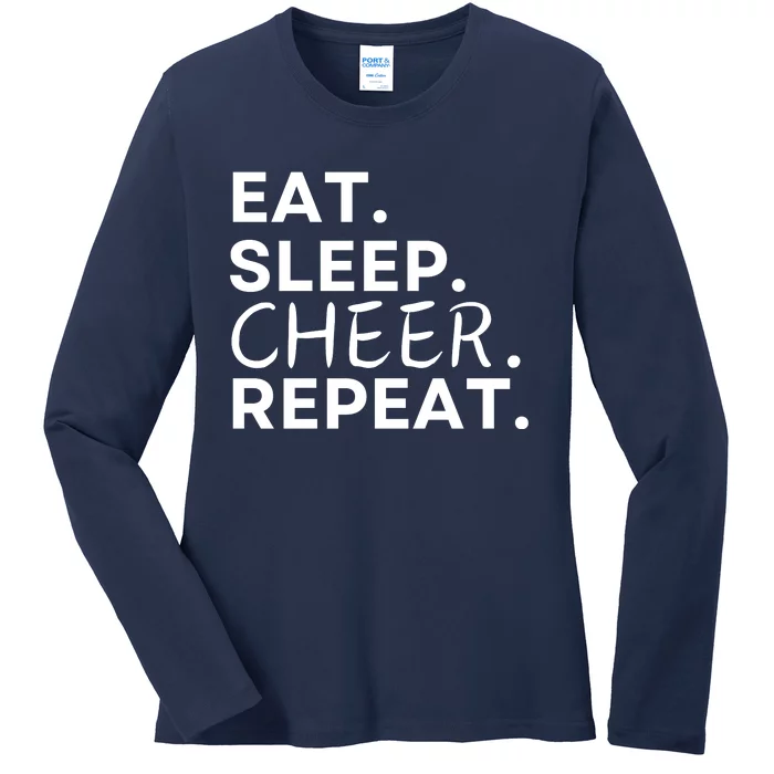 Eat Sleep Cheer Repeat Ladies Long Sleeve Shirt