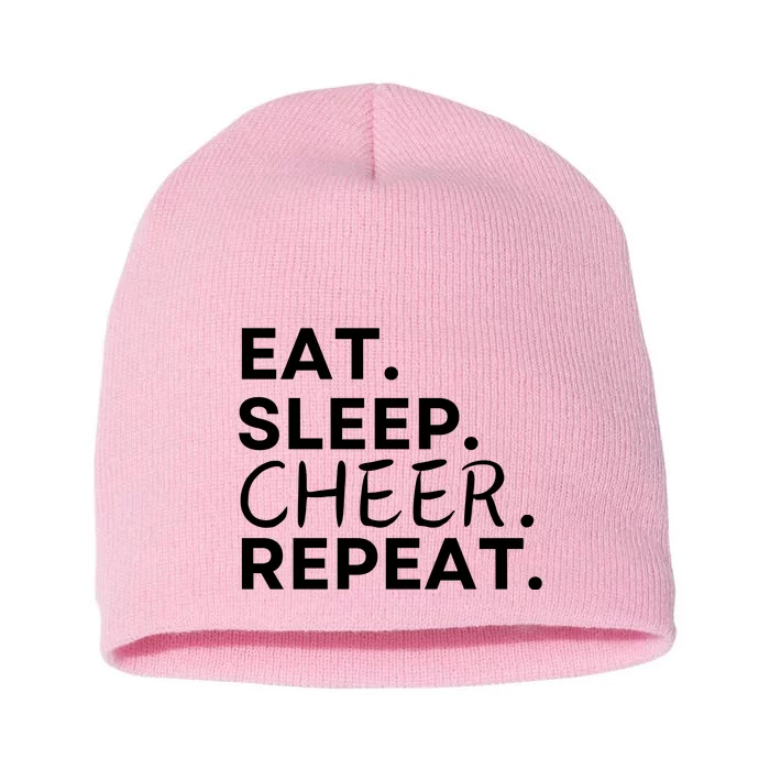 Eat Sleep Cheer Repeat Short Acrylic Beanie