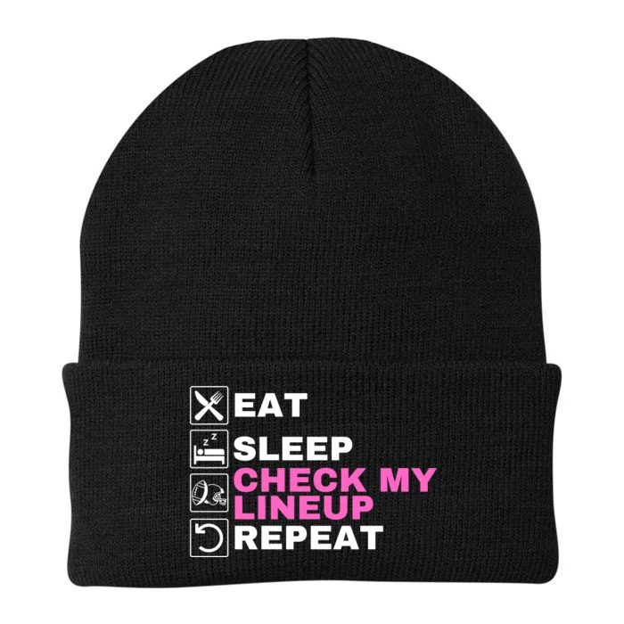 Eat Sleep Check My Lineup Repeat Fantasy Football Fantasy Football Fanatics Knit Cap Winter Beanie