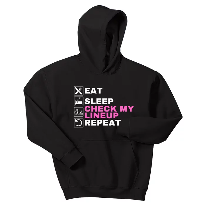 Eat Sleep Check My Lineup Repeat Fantasy Football Fantasy Football Fanatics Kids Hoodie