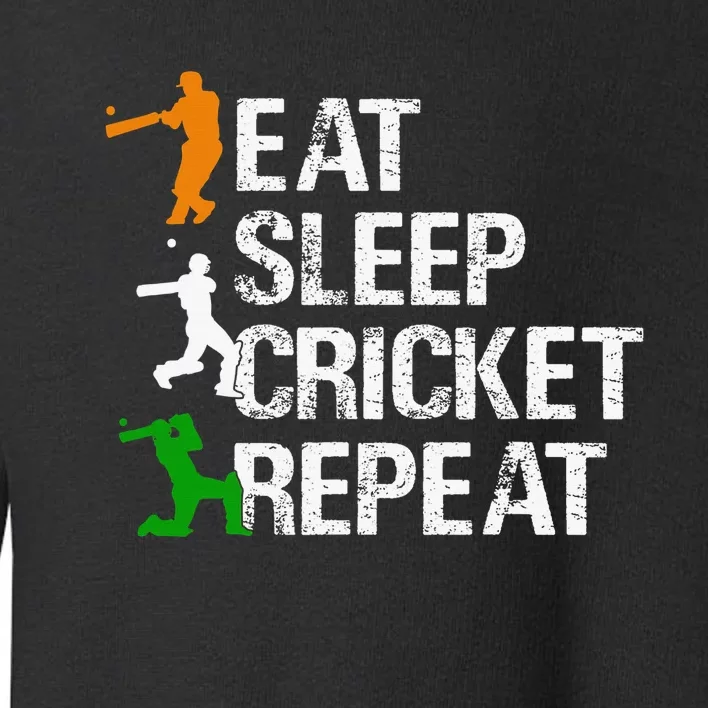 Eat Sleep Cricket Repeat Funny Cricket Sports Fans Toddler Sweatshirt