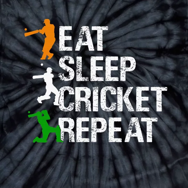 Eat Sleep Cricket Repeat Funny Cricket Sports Fans Tie-Dye T-Shirt