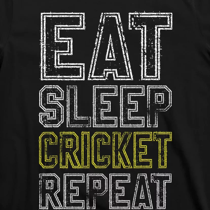 Eat Sleep Cricket Repeat Funny Cricket Sports Fans T-Shirt