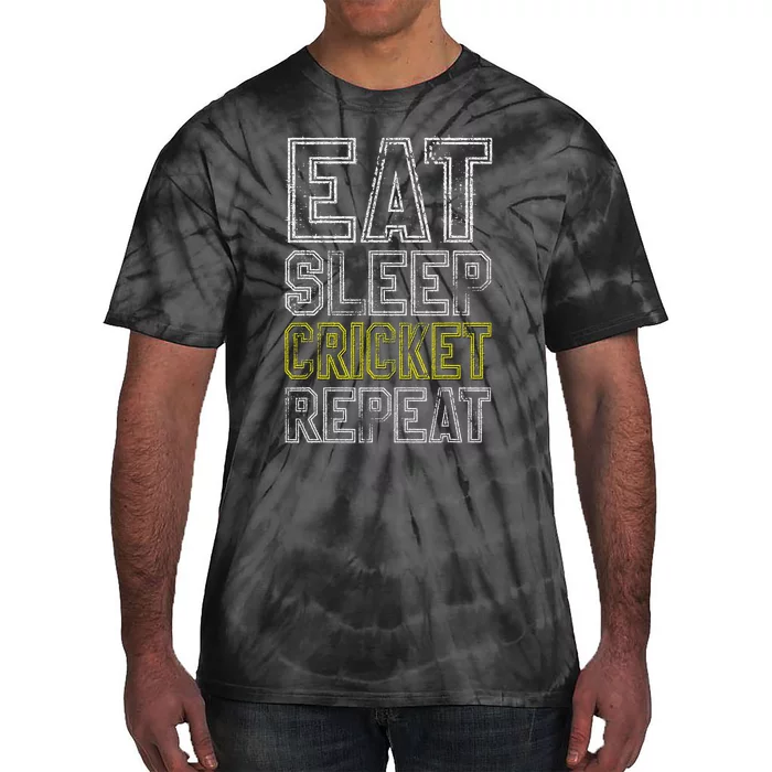 Eat Sleep Cricket Repeat Funny Cricket Sports Fans Tie-Dye T-Shirt