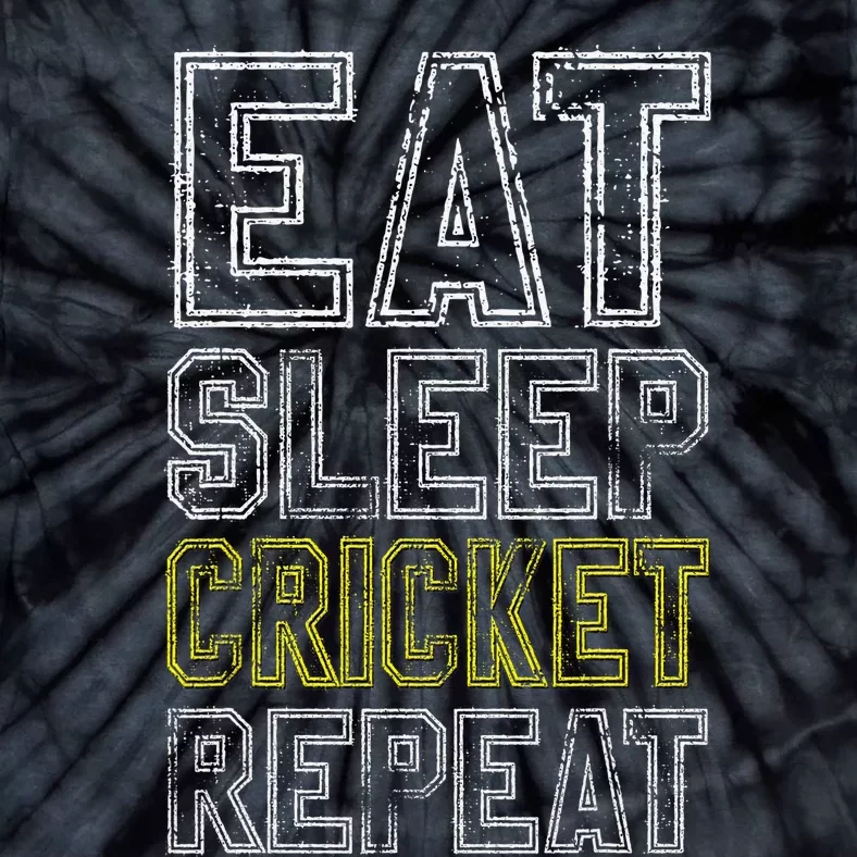 Eat Sleep Cricket Repeat Funny Cricket Sports Fans Tie-Dye T-Shirt