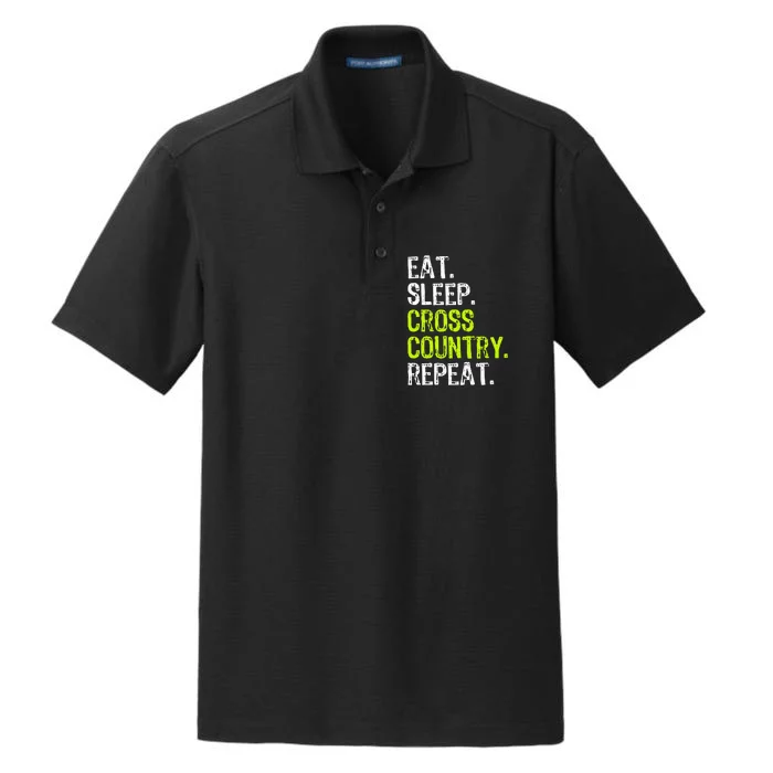 Eat Sleep Cross-country Running Repeat Funny Player Dry Zone Grid Performance Polo