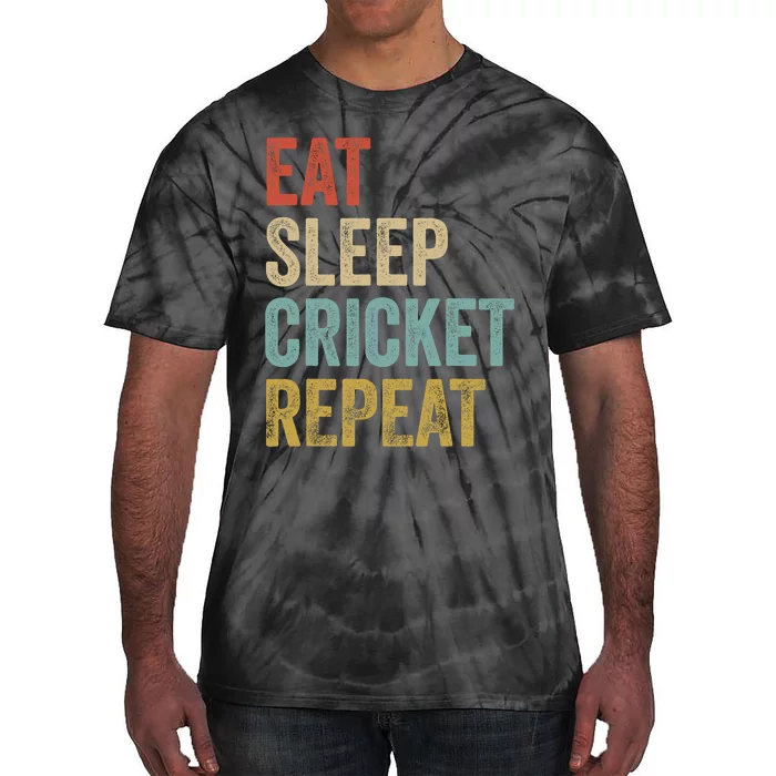 Eat Sleep Cricket Repeat Cricketers Bowlers Sports Vintage Tie-Dye T-Shirt