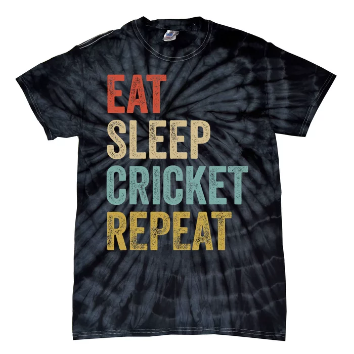 Eat Sleep Cricket Repeat Cricketers Bowlers Sports Vintage Tie-Dye T-Shirt