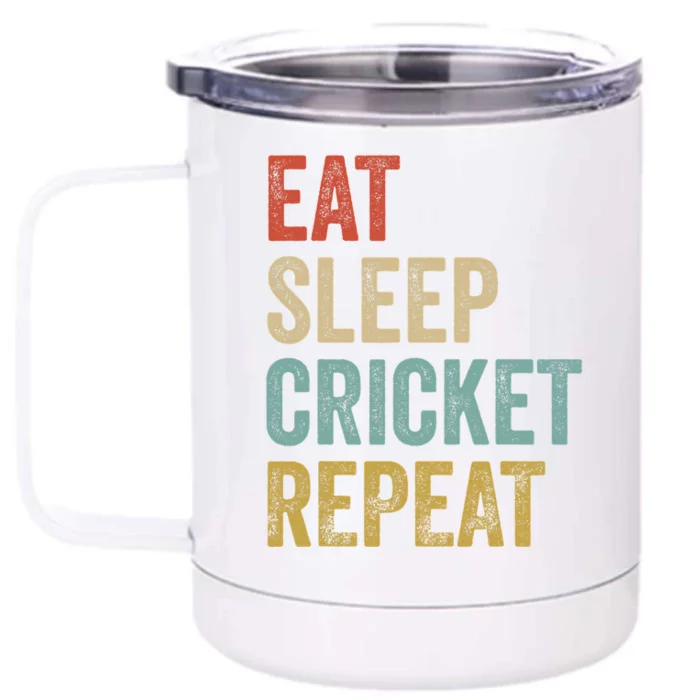 Eat Sleep Cricket Repeat Cricketers Bowlers Sports Vintage Front & Back 12oz Stainless Steel Tumbler Cup