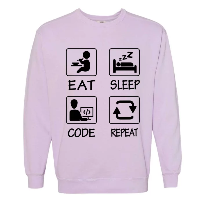 Eat Sleep Code Repeat Garment-Dyed Sweatshirt