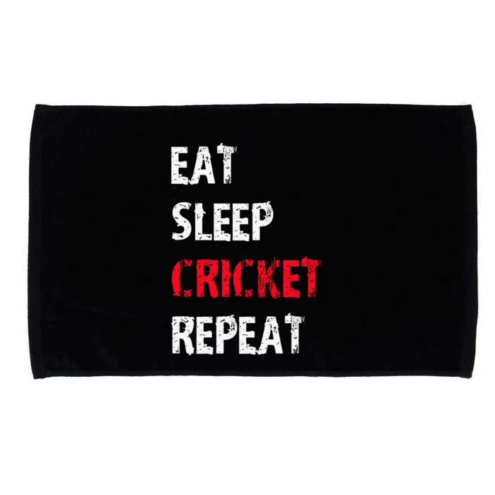 Eat Sleep Cricket Repeat Funny Cricket Sports Fans Microfiber Hand Towel