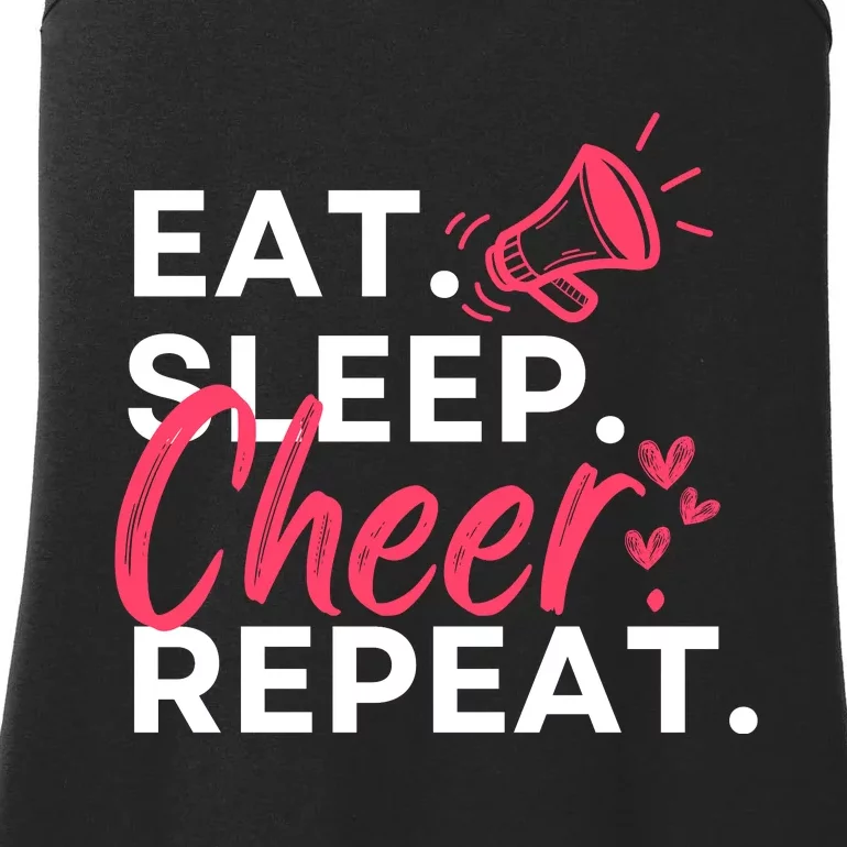 Eat Sleep Cheer Repeat Funny Cheerleading Ladies Essential Tank