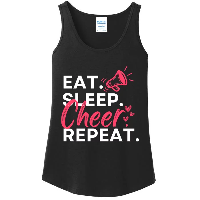 Eat Sleep Cheer Repeat Funny Cheerleading Ladies Essential Tank