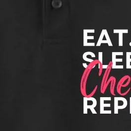 Eat Sleep Cheer Repeat Funny Cheerleading Dry Zone Grid Performance Polo