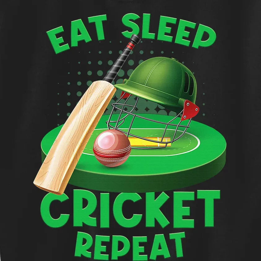 Eat Sleep Cricket Repeat Player Lover Fan Funny Kids Sweatshirt