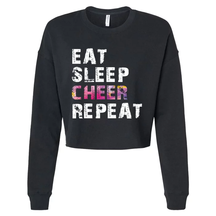 Eat Sleep Cheer Repeat Cropped Pullover Crew