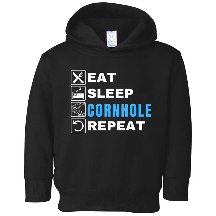 Eat Sleep Cornhole Repeat, Funny Corn Hole Team Lawn Game Toddler Hoodie