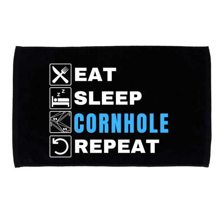 Eat Sleep Cornhole Repeat, Funny Corn Hole Team Lawn Game Microfiber Hand Towel