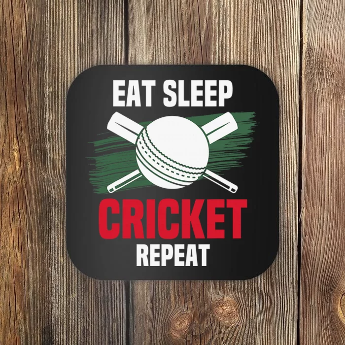 Eat Sleep Cricket Repeat Field Sports Cricketer Player Coaster